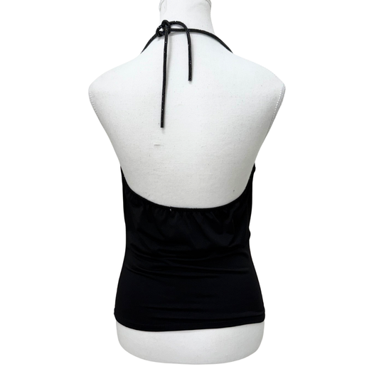 Nuna Lie Black Cowl Neck Halter Top