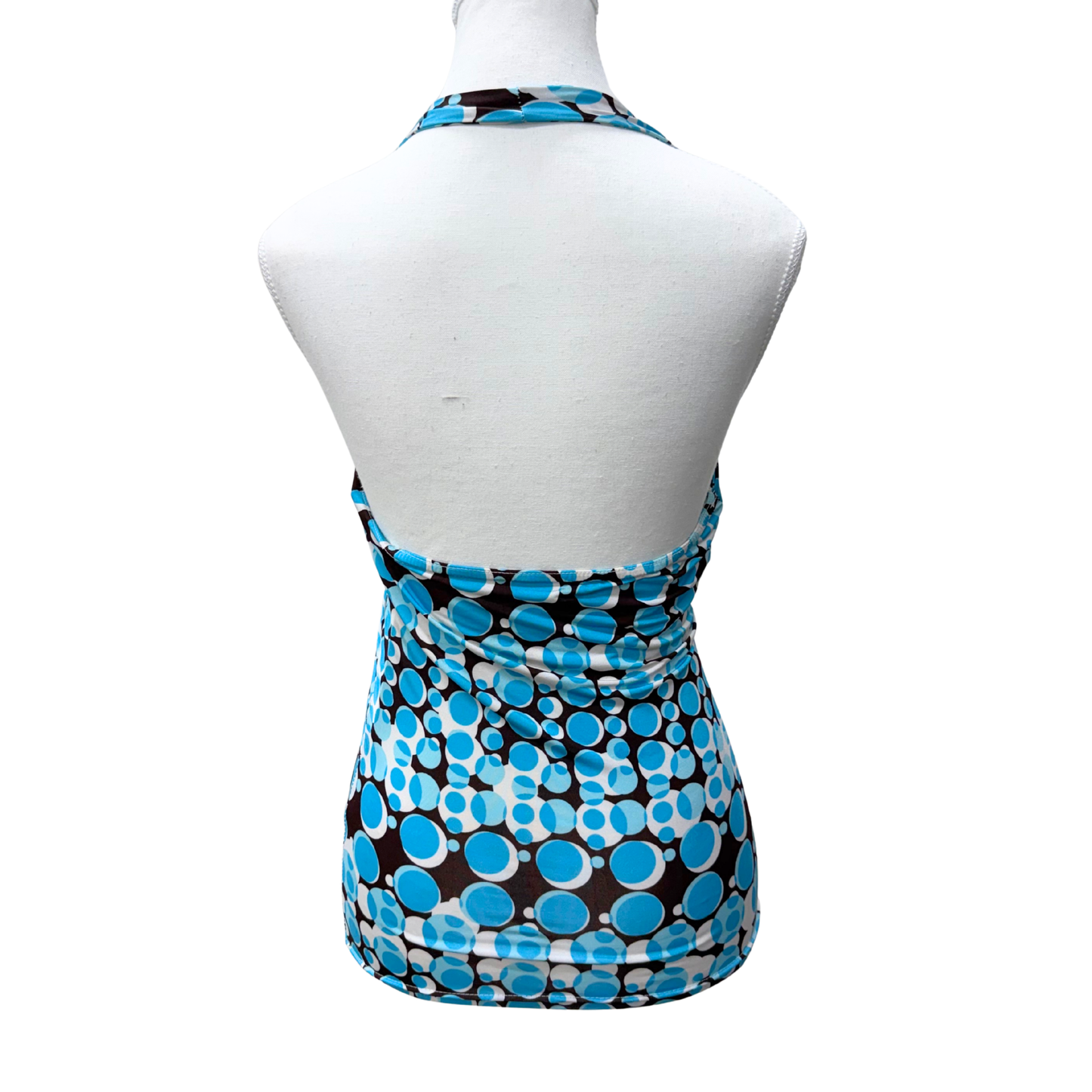Blue Brown Circles Halter Top
