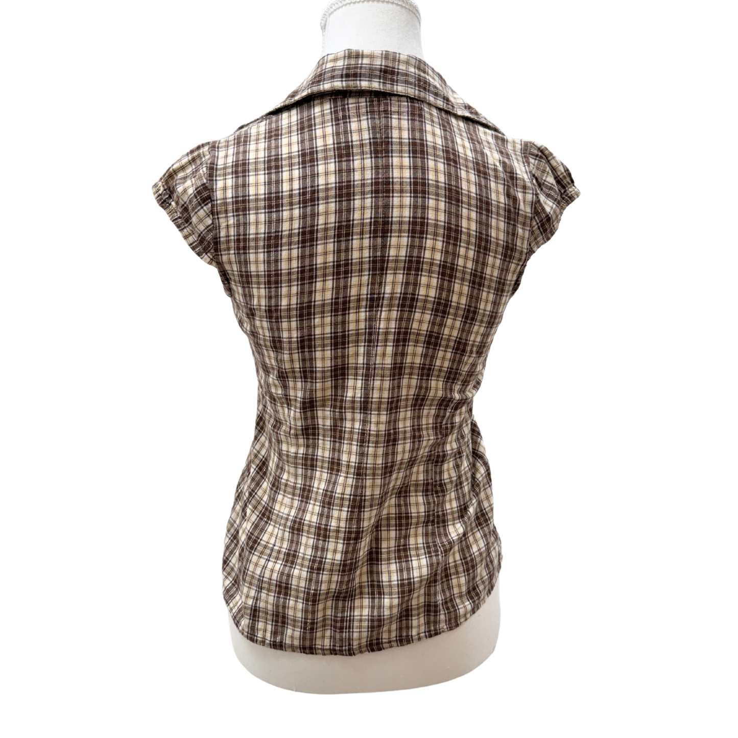 Tally Weijl Brown Yellow Plaid Top