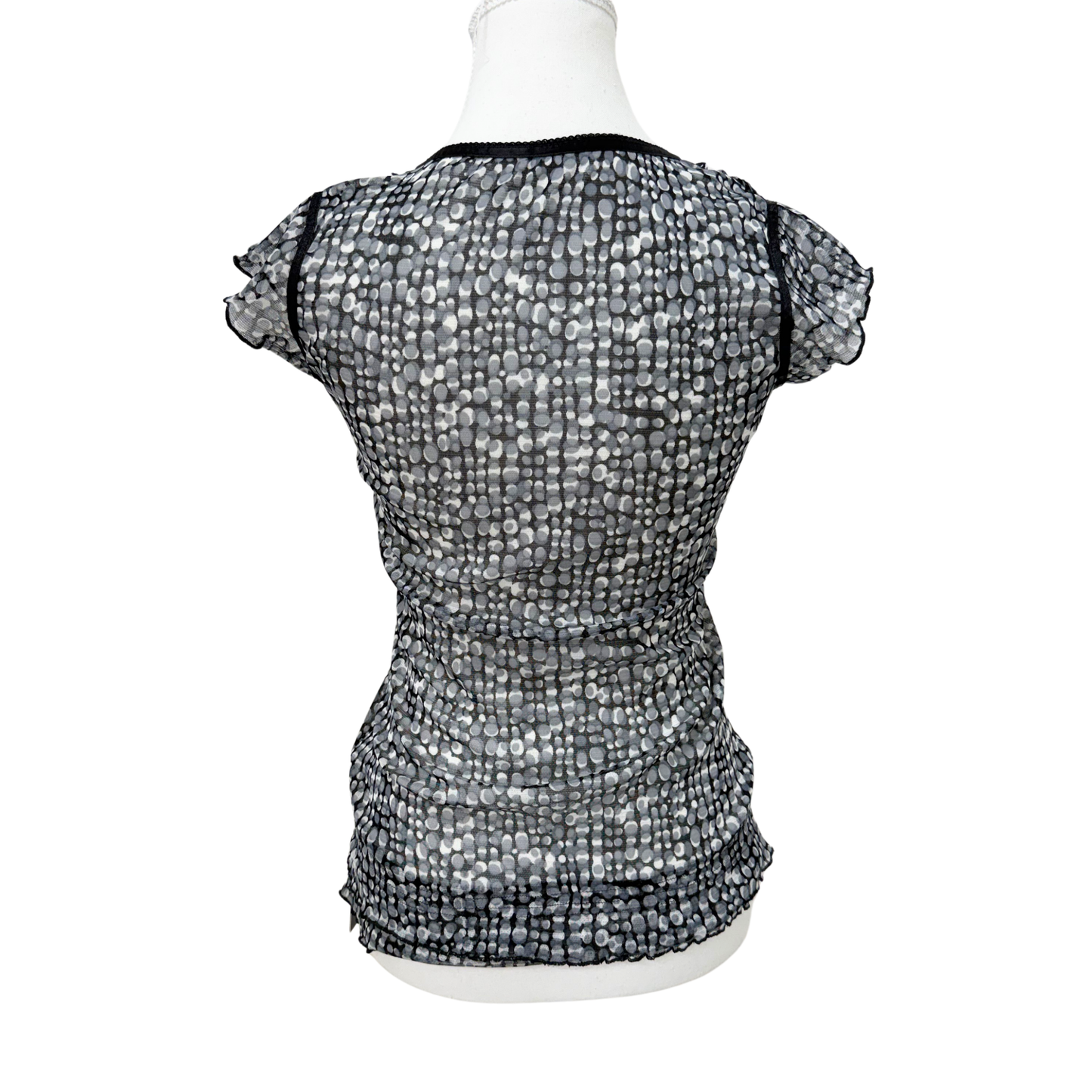 Gray White Mesh Top