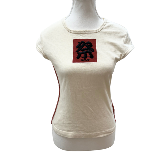 Replay Cream Graphic Tee