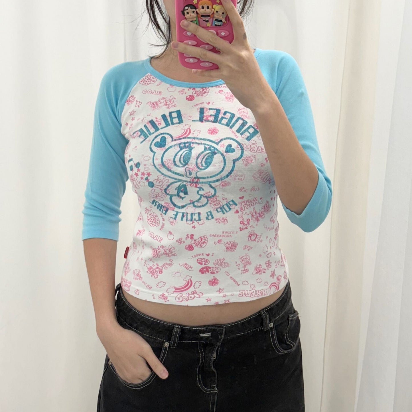 Angel Blue White Blue Long Sleeve Top