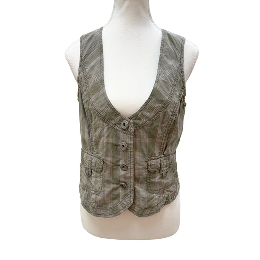Street One Green Plaid Vest