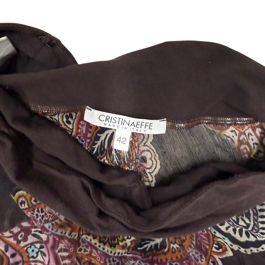 Cristinaeffe Brown Paisley Mesh Bandeau Top