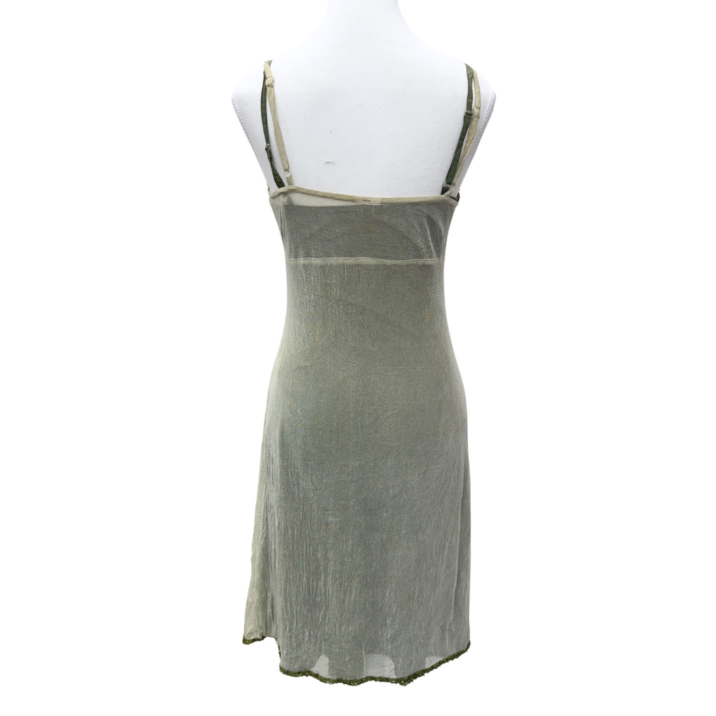Green Beige Mesh Midi Dress
