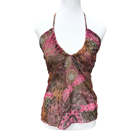Nuzy Ware Multicolor Patchwork Halter Top