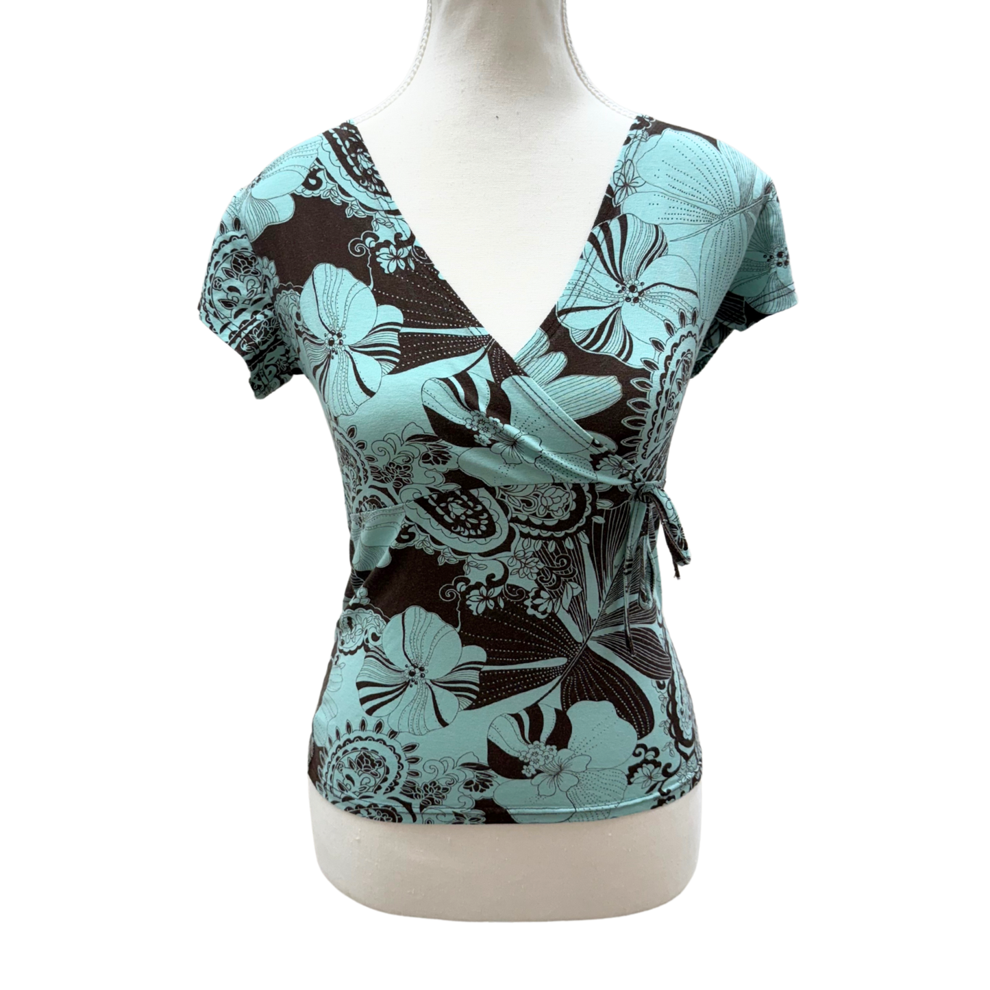 Style Blue Brown Floral Paisley Top