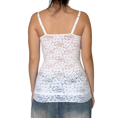 Vintage 2000s Y2k White Lace Cami