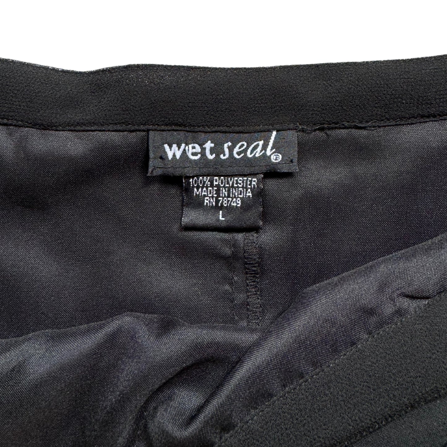 Vintage 2000s Y2k Wet Seal Black Asymmetrical Hem Midi Skirt