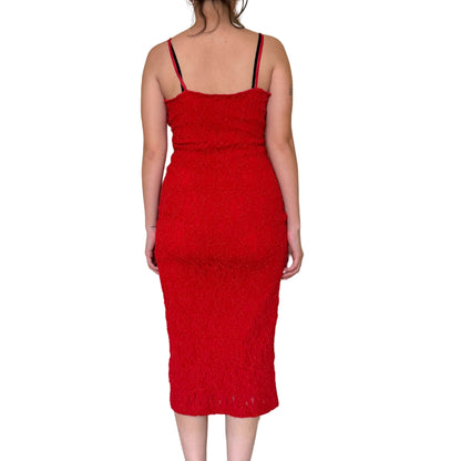 Vintage 2000s Y2k Red Bodycon Maxi Dress