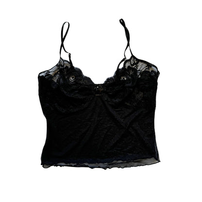 Vintage 2000s Y2k Unforgettable Black Lace Cami