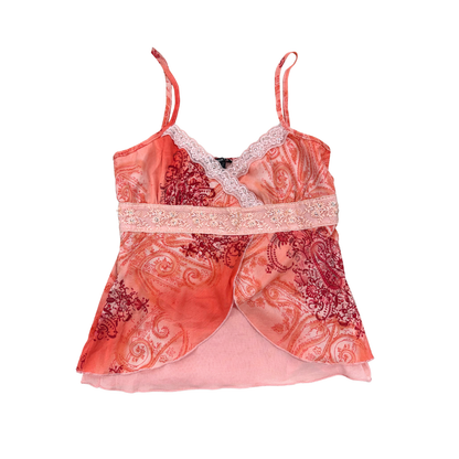 Anxiety Orange Paisley Lace Cami