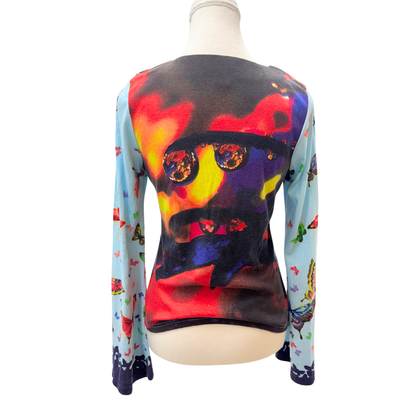 Fifi Blue Butterflies Long Sleeve Top