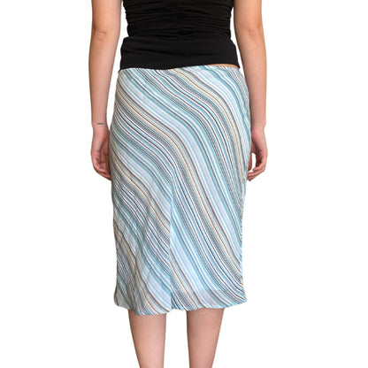 Vintage 2000s Y2k A. Byer Blue Stripe Midi Skirt
