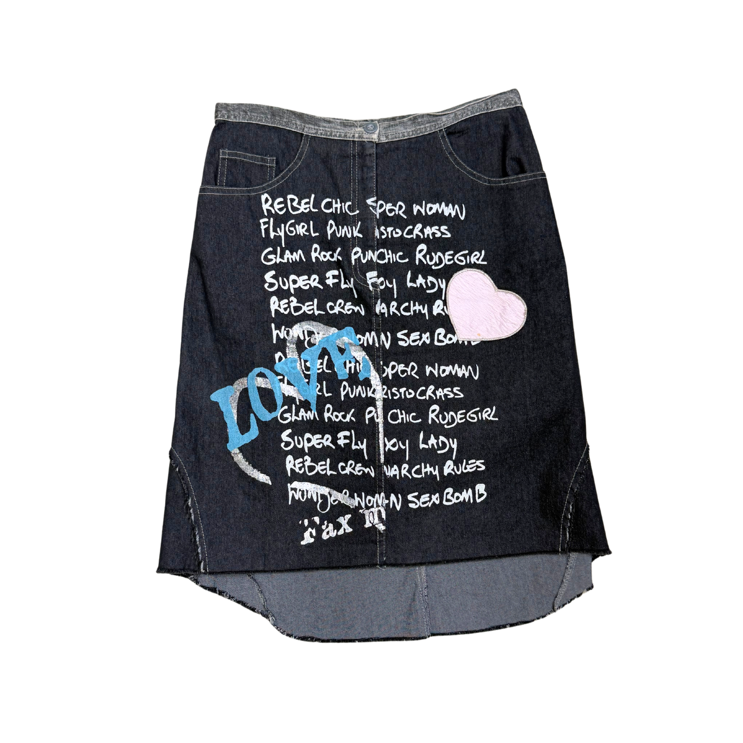 D.J. Girl Black Denim Midi Skirt