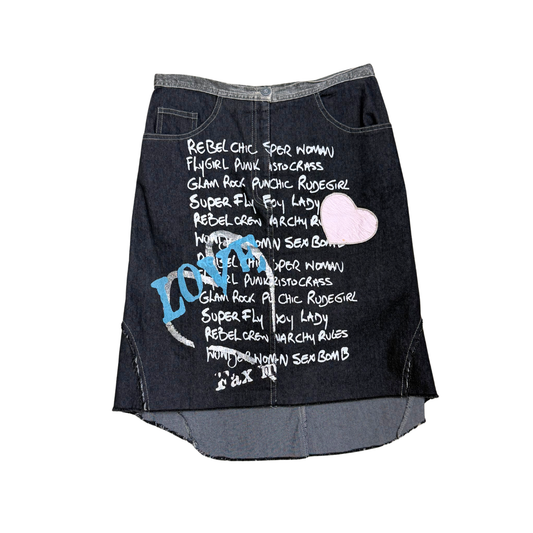 D.J. Girl Black Denim Midi Skirt