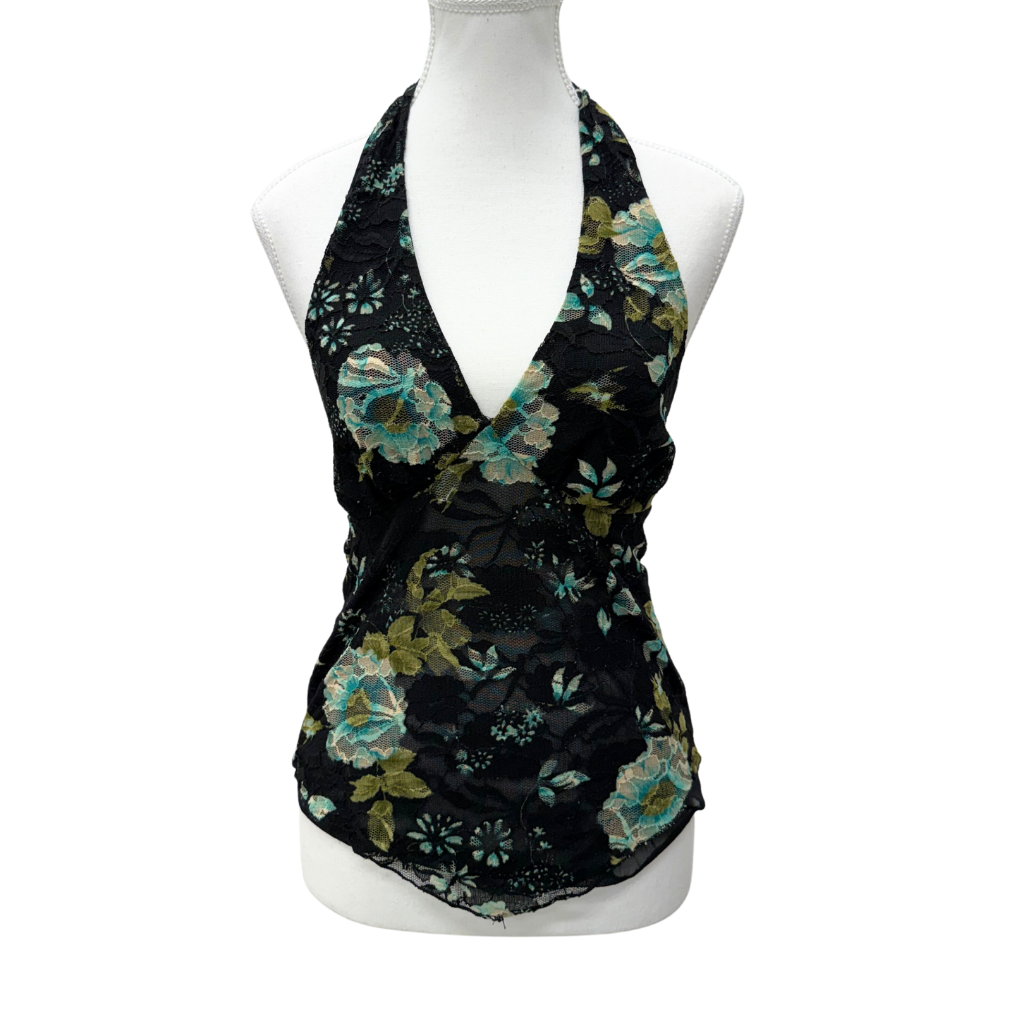 Le Chateau Green Floral Halter Top