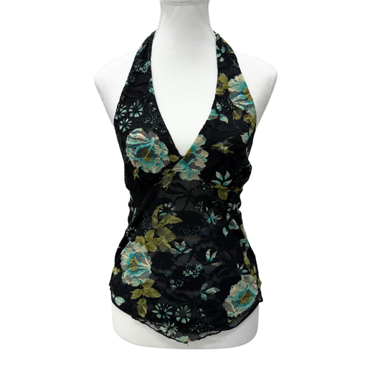 Le Chateau Green Floral Halter Top