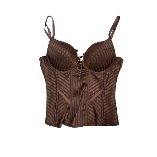 F&2 Brown Striped Bustier Corset Cami