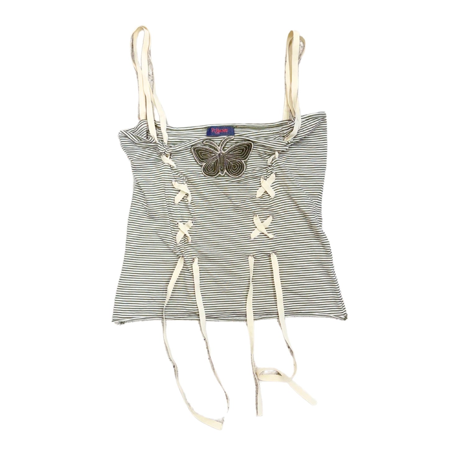 Pop Heart Green Striped Butterfly Cami