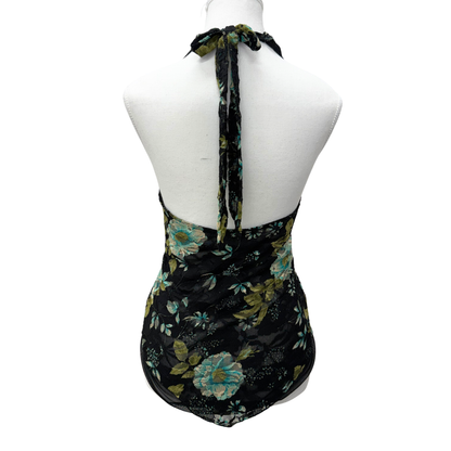 Le Chateau Green Floral Halter Top