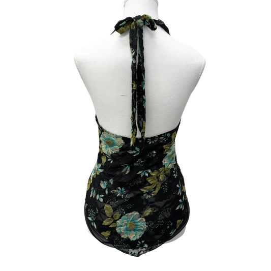 Le Chateau Green Floral Halter Top