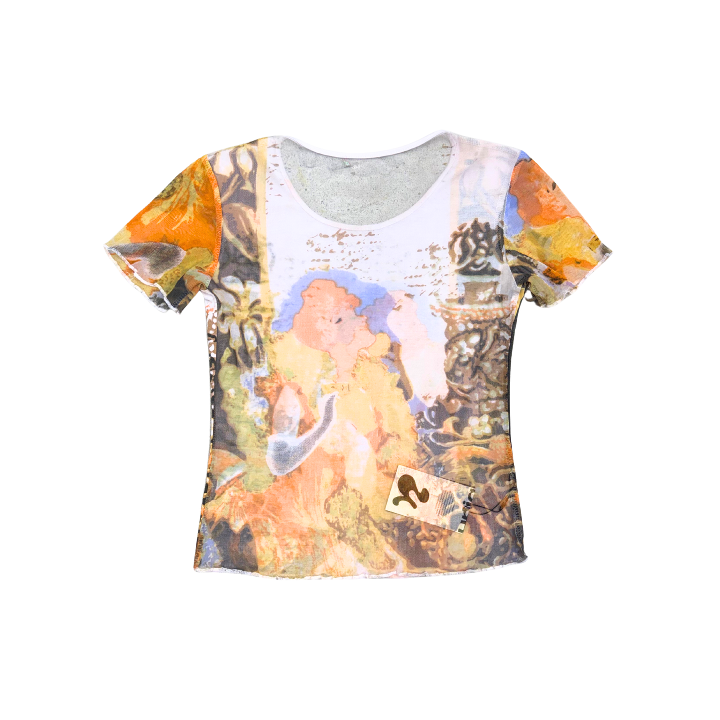 Euro Multicolor Mesh Short Sleeve Top