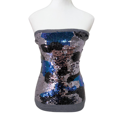 Fruity Fashion Gray Sequin Strapless Top
