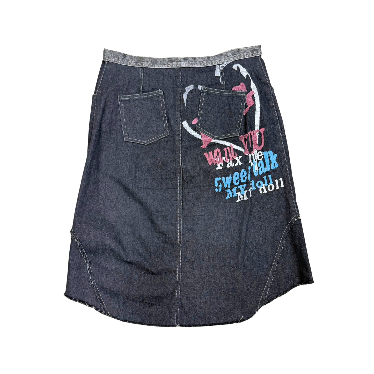 D.J. Girl Black Denim Midi Skirt