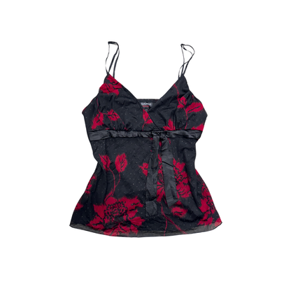 Hot Tempered Black Red Floral Cami