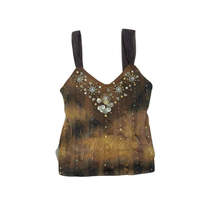 Frime Brown Mesh Sequin Cami