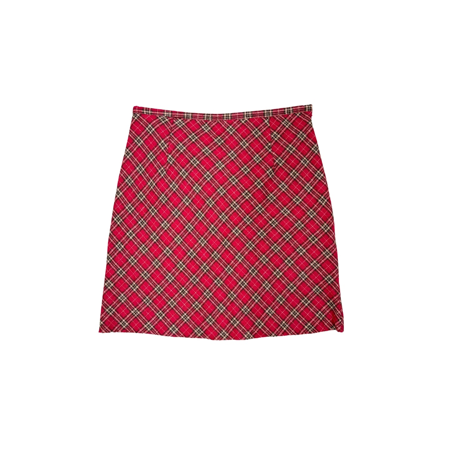 Silver Pearl Red Plaid Midi Skirt