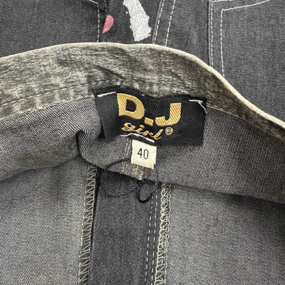 D.J. Girl Black Denim Midi Skirt