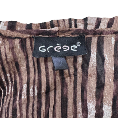 Grege Brown Striped Ruffle Blouse