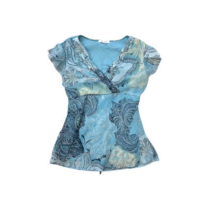 Dressbarn Blue Paisley Top