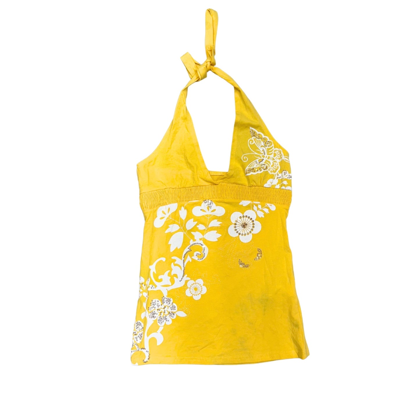 Yellow Floral Halter Top