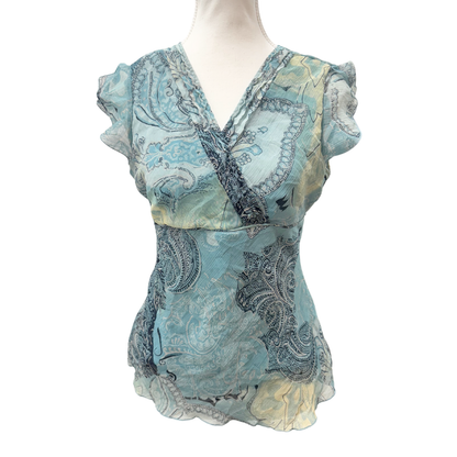 Dressbarn Blue Paisley Top
