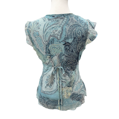 Dressbarn Blue Paisley Top