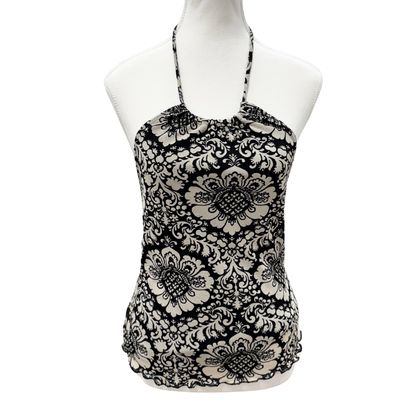 Sirens Black White Floral Halter Top