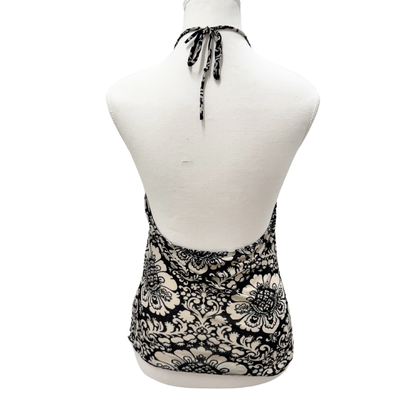 Sirens Black White Floral Halter Top