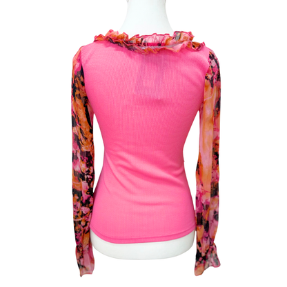 Rosso & Indaco Pink Floral Long Sleeve Top