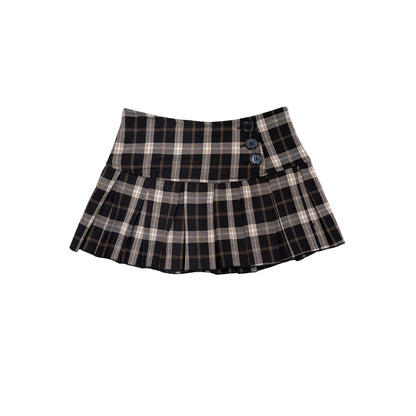 Greenwich Village Brown Plaid Mini Skirt