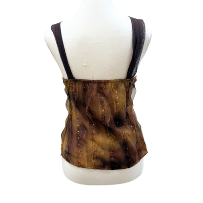 Frime Brown Mesh Sequin Cami