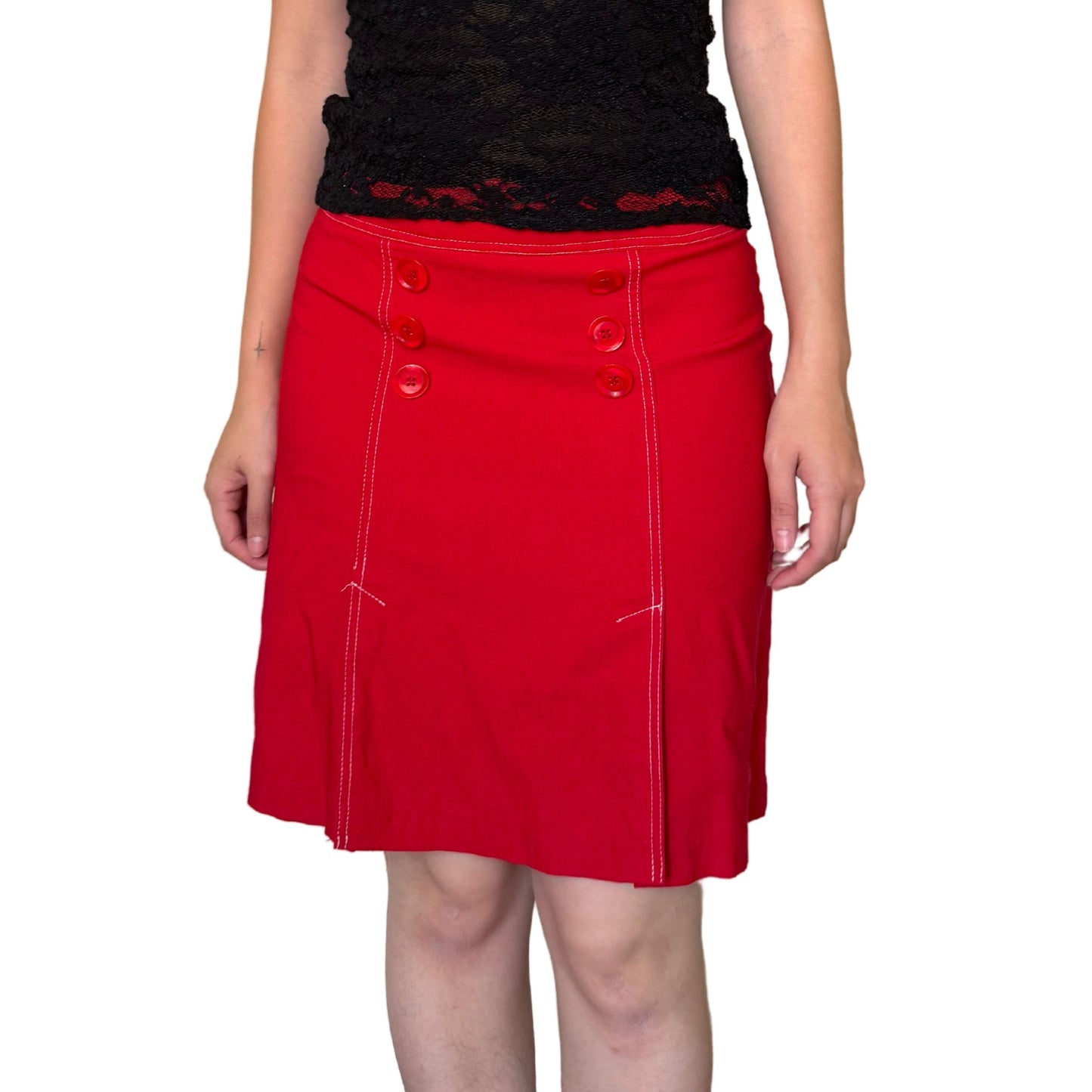 Vintage 2000s Y2k Clio Red Midi Skirt