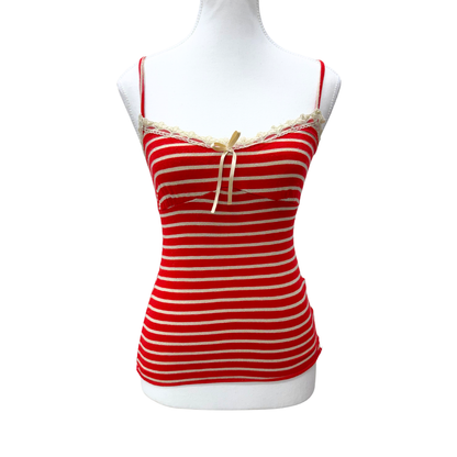 Red Striped Lace Cami