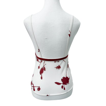 La Perla White Red Floral Mesh Cami