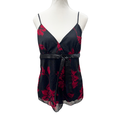 Hot Tempered Black Red Floral Cami