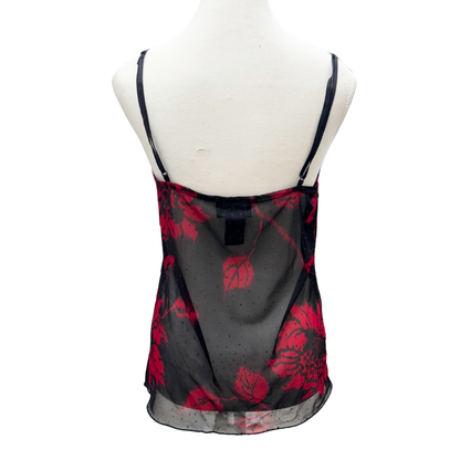 Hot Tempered Black Red Floral Cami