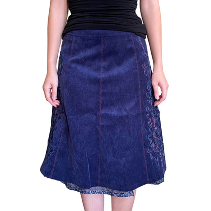 Vintage 2000s Y2k Dark Purple Midi Skirt