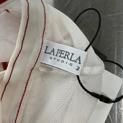 La Perla White Red Floral Mesh Cami